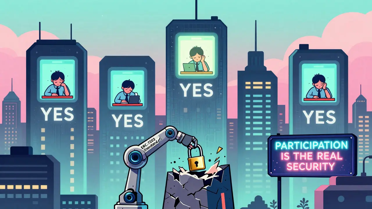 A city of DAOs sleeps except for one active voter, as a new governance standard repairs the broken voting system.