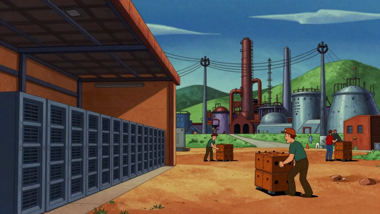 Moving trucks emptying servers while factories use the electricity.