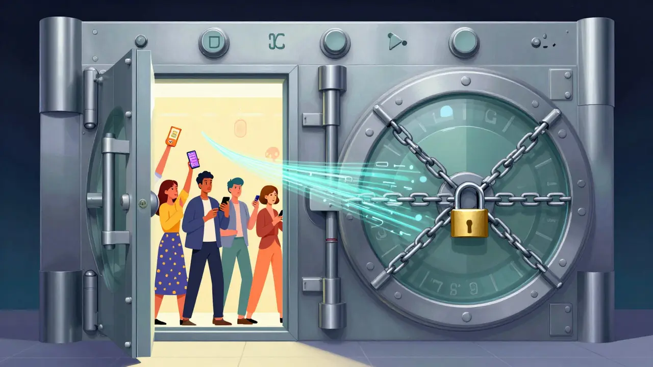Vault doors representing regulated versus unregulated crypto access points.