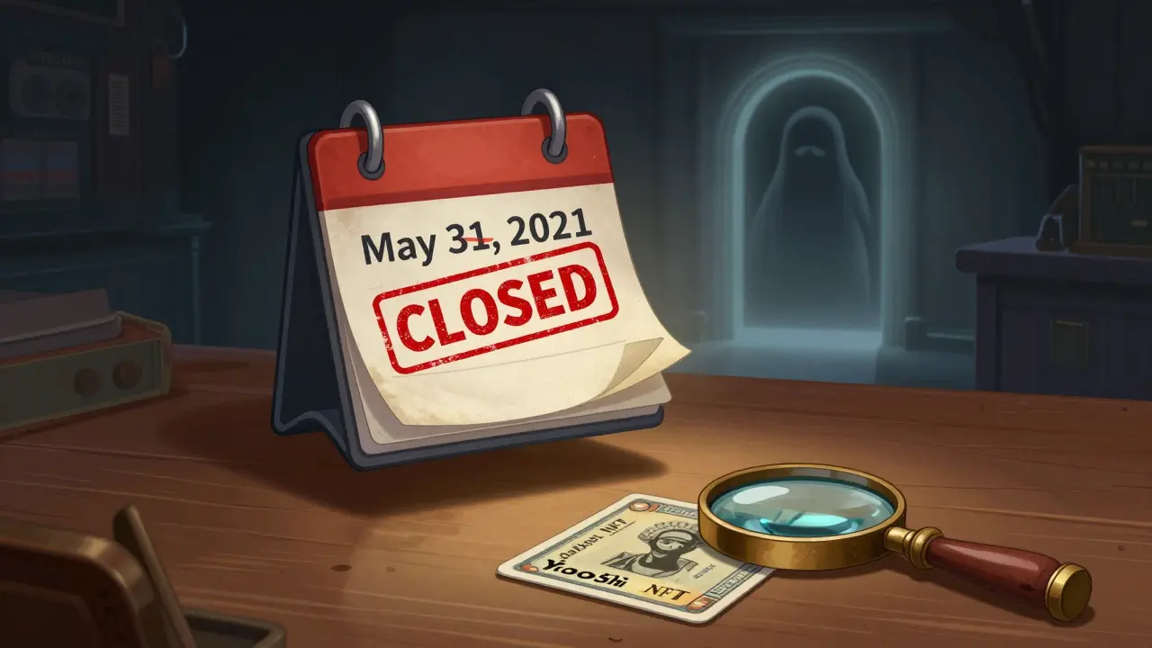 A nostalgic image of a closed 2021 calendar and a faded portal symbolizing the ended airdrop.