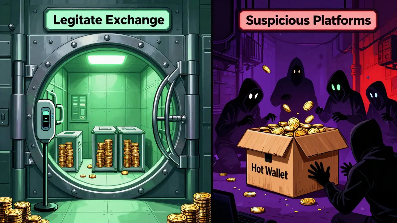 Comparison of secure vault vs risky hot wallet in retro style