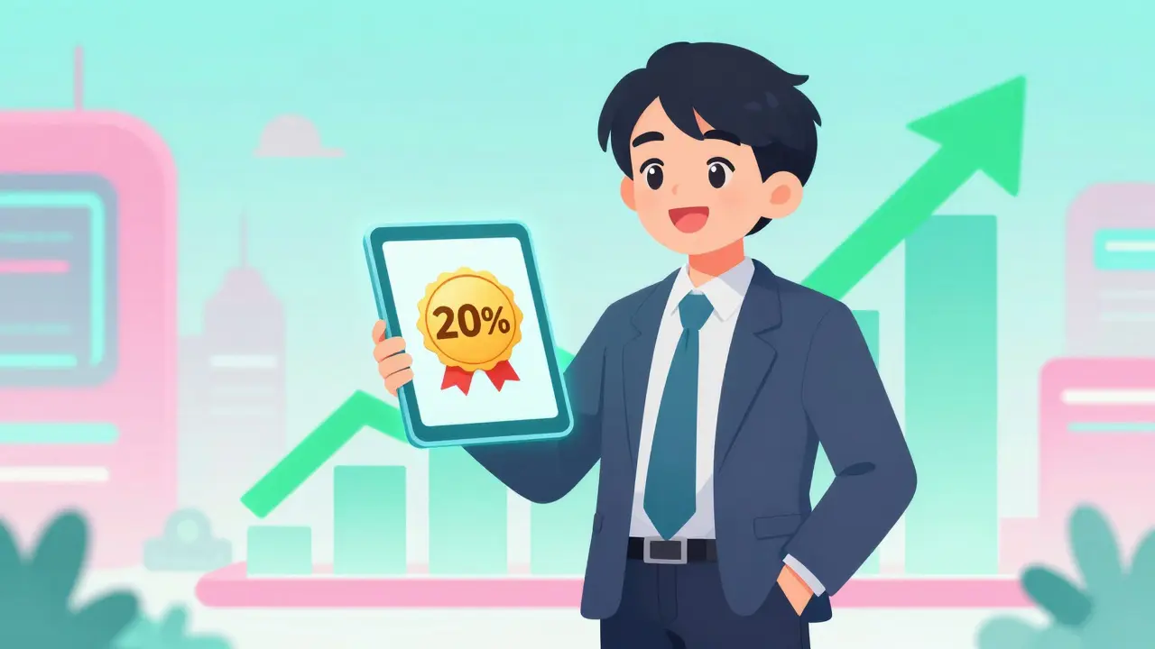 Happy investor celebrating lower 20% crypto tax rates in 2026.