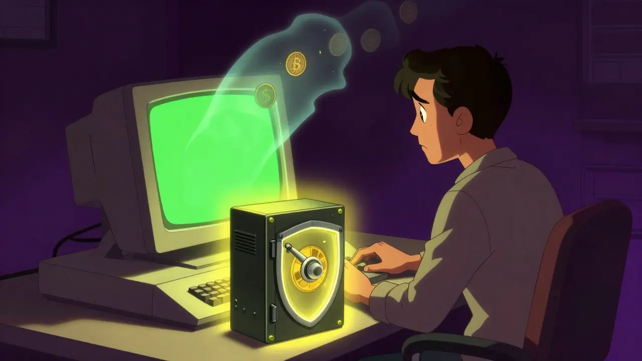 User moving crypto from risky exchange to secure hardware wallet