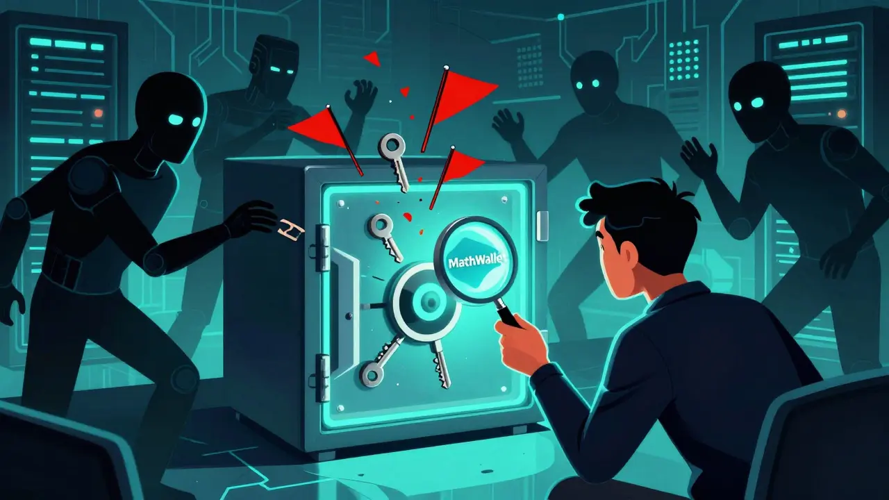 User protecting crypto wallet from phishing bots and malicious links