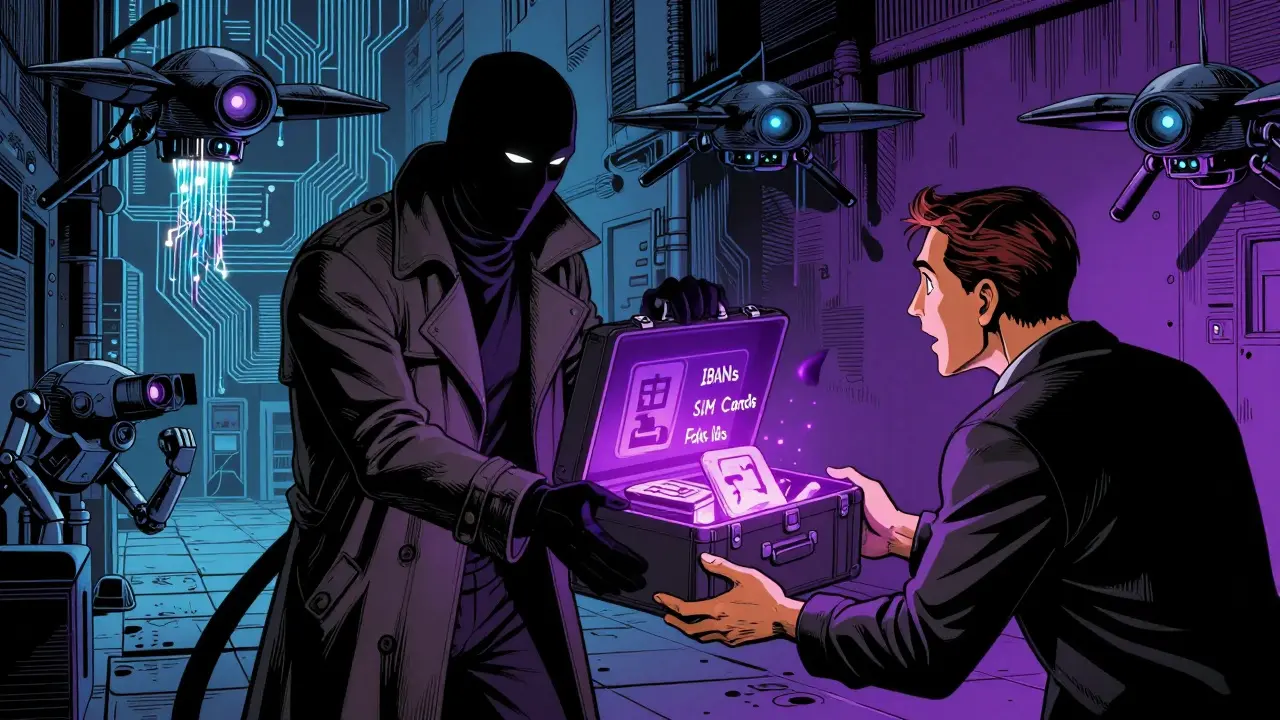 Illustration of underground identity market with risky exchanges