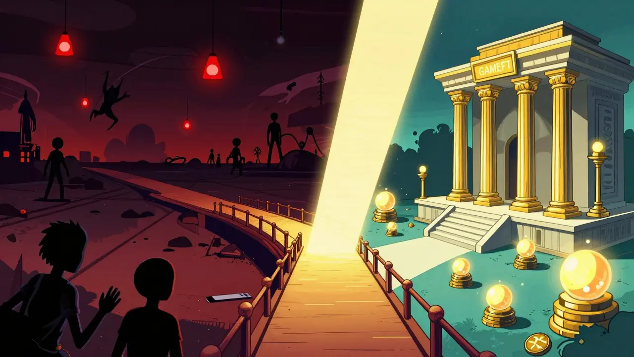 Contrast between financial risk and reward in retro style
