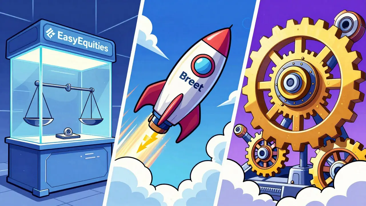 Three futuristic trading hubs representing different exchanges