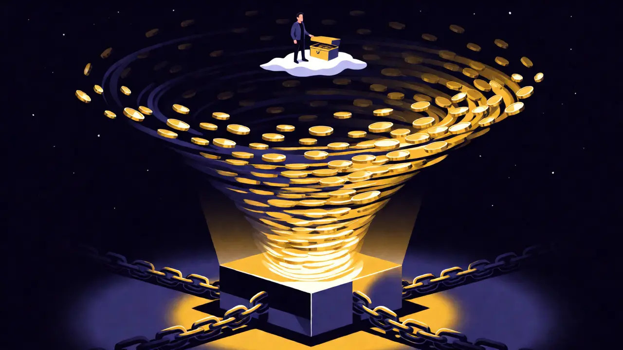 Visual metaphor of WIFEDOGE's deflationary burn mechanics and reserved token supply.