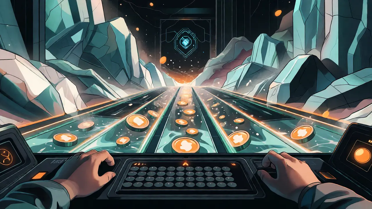Futuristic decentralized exchange interface with concentrated liquidity visuals