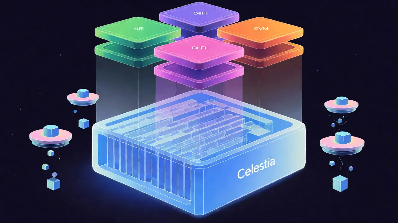 Illustration of Celestia's modular architecture separating data availability from execution layers.