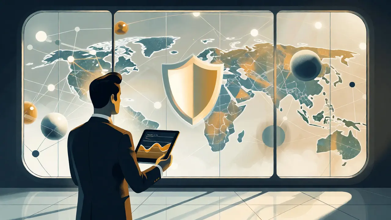 Institutional investor viewing a global network of liquidity pools through a digital interface.