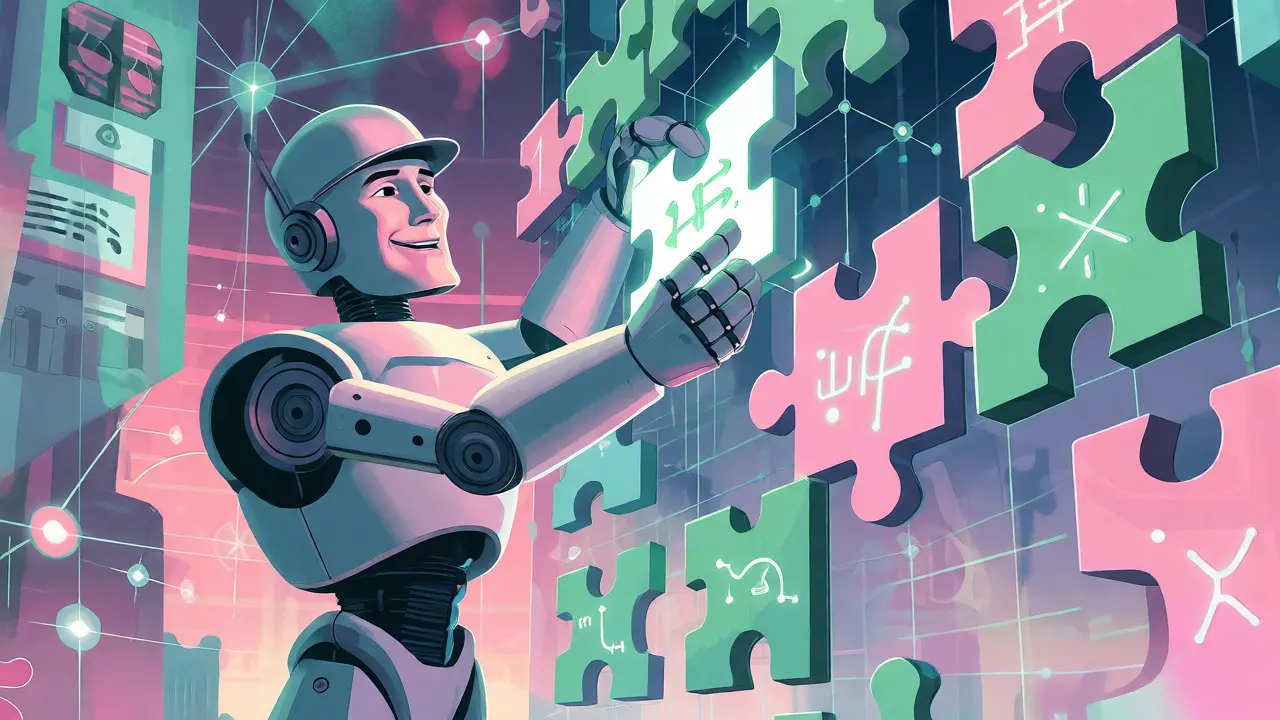 Robot engineer upgrading digital security infrastructure in retro style